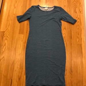 Lularoe Julia size S  blue, light tealish stripe
